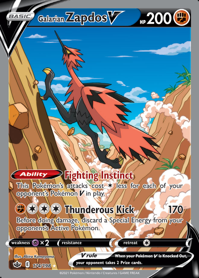 Zapdos #174/198 Ultra Rare - Chilling Reign Pokemon card