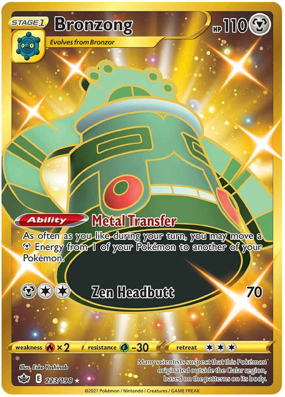 Bronzong #223/198 Secret Rare - Chilling Reign Pokemon card