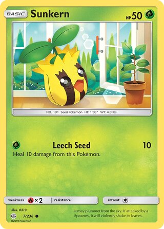 Sunkern #7/236 Common - Cosmic Eclipse Pokemon card