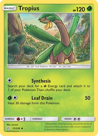 Tropius #12/236 Uncommon - Cosmic Eclipse Pokemon card