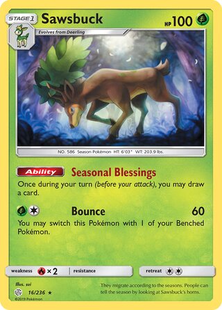 Pokemon Cosmic Eclipse Sawsbuck #16