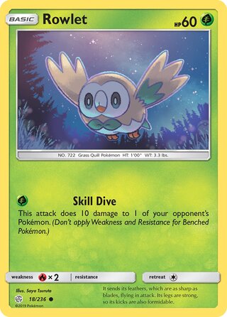 Rowlet #18/236 Common - Cosmic Eclipse Pokemon card