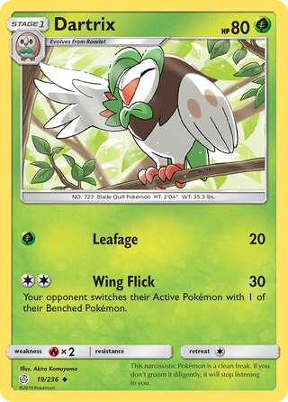 Dartrix #19/236 Uncommon - Cosmic Eclipse Pokemon card
