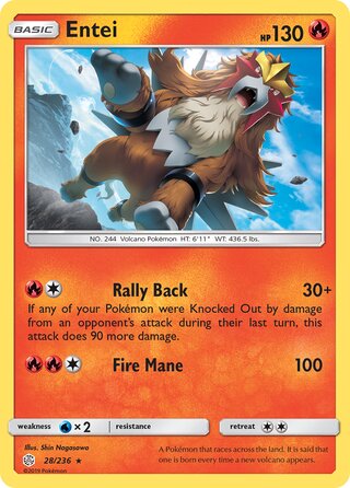 Entei #28/236 Rare - Cosmic Eclipse Pokemon card