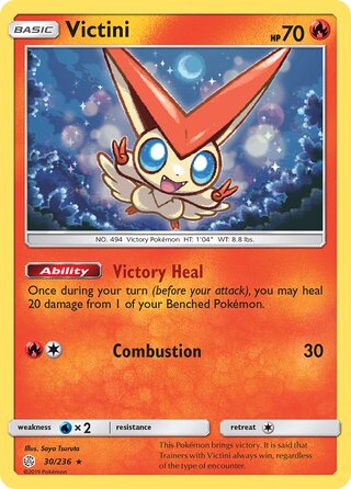 Victini #30/236 Holo Rare - Cosmic Eclipse Pokemon card