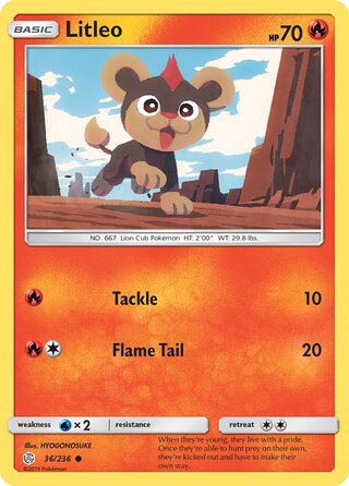 Litleo #36/236 Common - Cosmic Eclipse Pokemon card