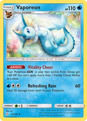 0042 Vaporeon Uncommon Cosmic Eclipse