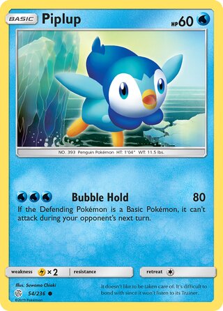 Piplup #54/236 Common - Cosmic Eclipse Pokemon card