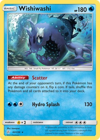 Wishiwashi #62/236 Holo Rare - Cosmic Eclipse Pokemon card
