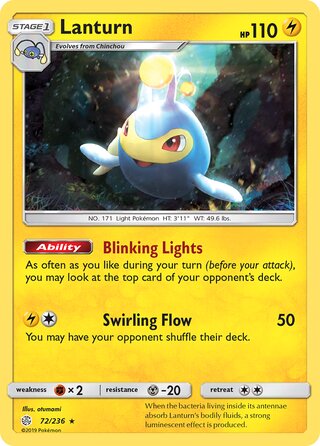 Lanturn #72/236 Rare - Cosmic Eclipse Pokemon card