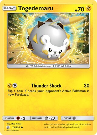Togedemaru #74/236 Common - Cosmic Eclipse Pokemon card