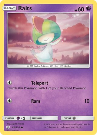 Ralts #80/236 Common - Cosmic Eclipse Pokemon card