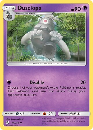 Dusclops #84/236 Uncommon - Cosmic Eclipse Pokemon card