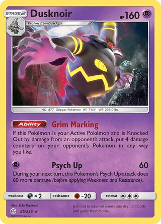 Pokemon Cosmic Eclipse Dusknoir #85