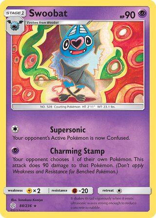 Swoobat #88/236 Rare - Cosmic Eclipse Pokemon card