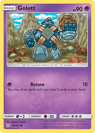 Golett #89/236 Common - Cosmic Eclipse Pokemon card