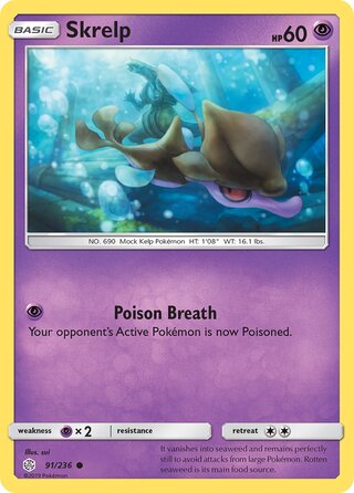 Skrelp #91/236 Common - Cosmic Eclipse Pokemon card