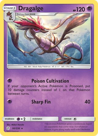Dragalge #92/236 Rare - Cosmic Eclipse Pokemon card