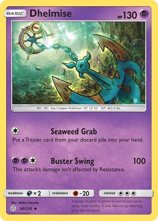 Dhelmise #98/236 Uncommon - Cosmic Eclipse Pokemon card