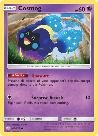 Cosmog #100/236 Common - Cosmic Eclipse Pokemon card