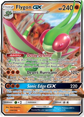 Pokemon Cosmic Eclipse Flygon GX #110