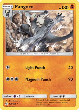 Pangoro #120/236 Uncommon - Cosmic Eclipse Pokemon card