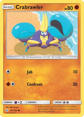 Crabrawler #121/236 Common - Cosmic Eclipse Pokemon card