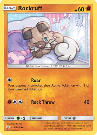 Rockruff #123/236 Common - Cosmic Eclipse Pokemon card