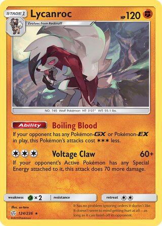 0124 Lycanroc Holo Rare Cosmic Eclipse