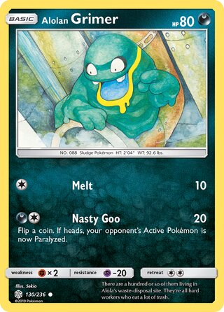 Grimer #130/236 Common - Cosmic Eclipse Pokemon card
