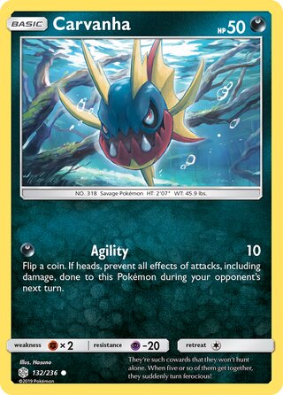 Carvanha #132/236 Common - Cosmic Eclipse Pokemon card