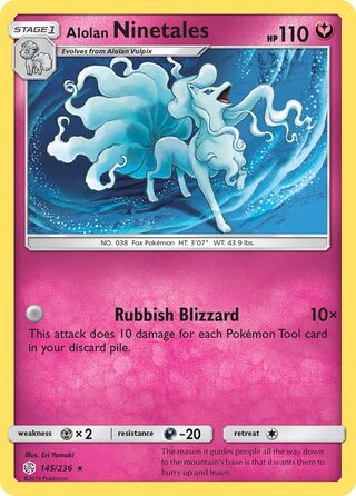 Ninetales #145/236 Holo Rare - Cosmic Eclipse Pokemon card