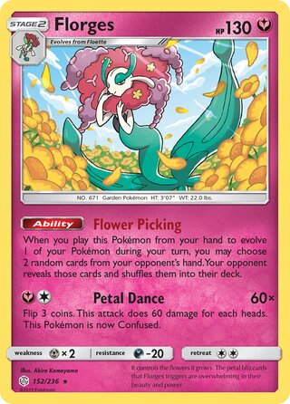 Florges #152/236 Holo Rare - Cosmic Eclipse Pokemon card