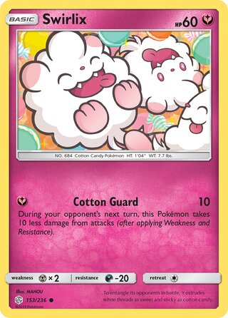 Swirlix #153/236 Common - Cosmic Eclipse Pokemon card