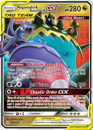 Pokemon Cosmic Eclipse Naganadel & Guzzlord GX #158