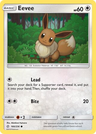 Eevee #166/236 Common - Cosmic Eclipse Pokemon card