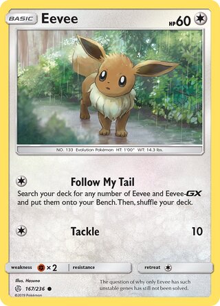 Eevee #167/236 Common - Cosmic Eclipse Pokemon card