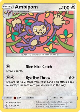 Ambipom #170/236 Uncommon - Cosmic Eclipse Pokemon card