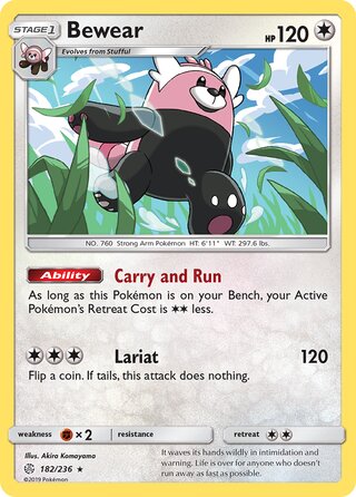 Bewear #182/236 Rare - Cosmic Eclipse Pokemon card