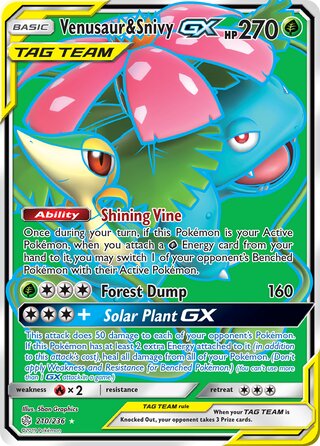 Venusaur & Snivy GX #210/236 Ultra Rare - Cosmic Eclipse Pokemon card