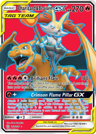 Charizard & Braixen GX #212/236 Ultra Rare - Cosmic Eclipse Pokemon card
