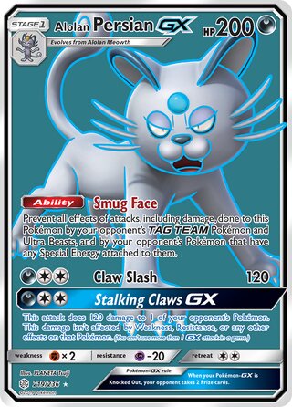 Pokemon Cosmic Eclipse Alolan Persian GX #219