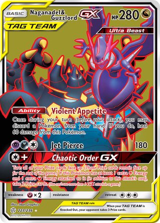 Pokemon Cosmic Eclipse Naganadel & Guzzlord GX #223