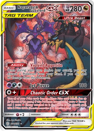 Pokemon Cosmic Eclipse Naganadel & Guzzlord GX #224