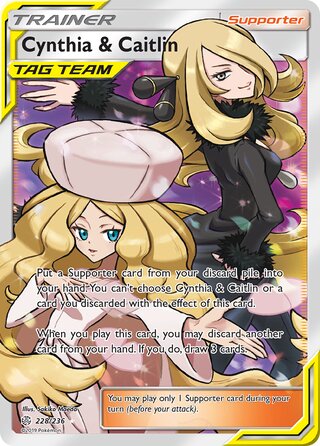 Cynthia & Caitlin #228/236 Ultra Rare - Cosmic Eclipse Pokemon card