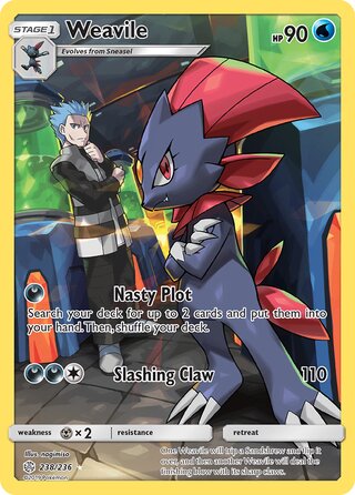Weavile #238/236 Secret Rare - Cosmic Eclipse Pokemon card