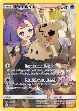 Mimikyu #245/236 Secret Rare - Cosmic Eclipse Pokemon card