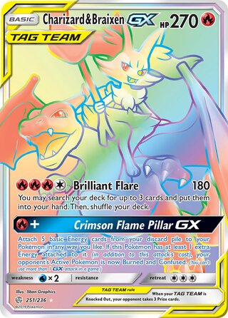 Charizard & Braixen GX #251/236 Secret Rare - Cosmic Eclipse Pokemon card