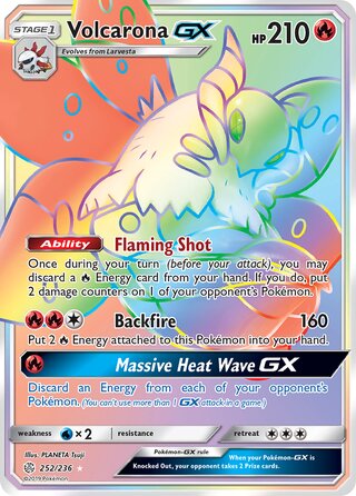 Volcarona GX #252/236 Secret Rare - Cosmic Eclipse Pokemon card