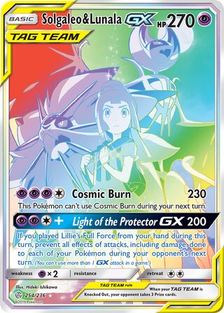 Solgaleo & Lunala GX #254/236 Secret Rare - Cosmic Eclipse Pokemon card